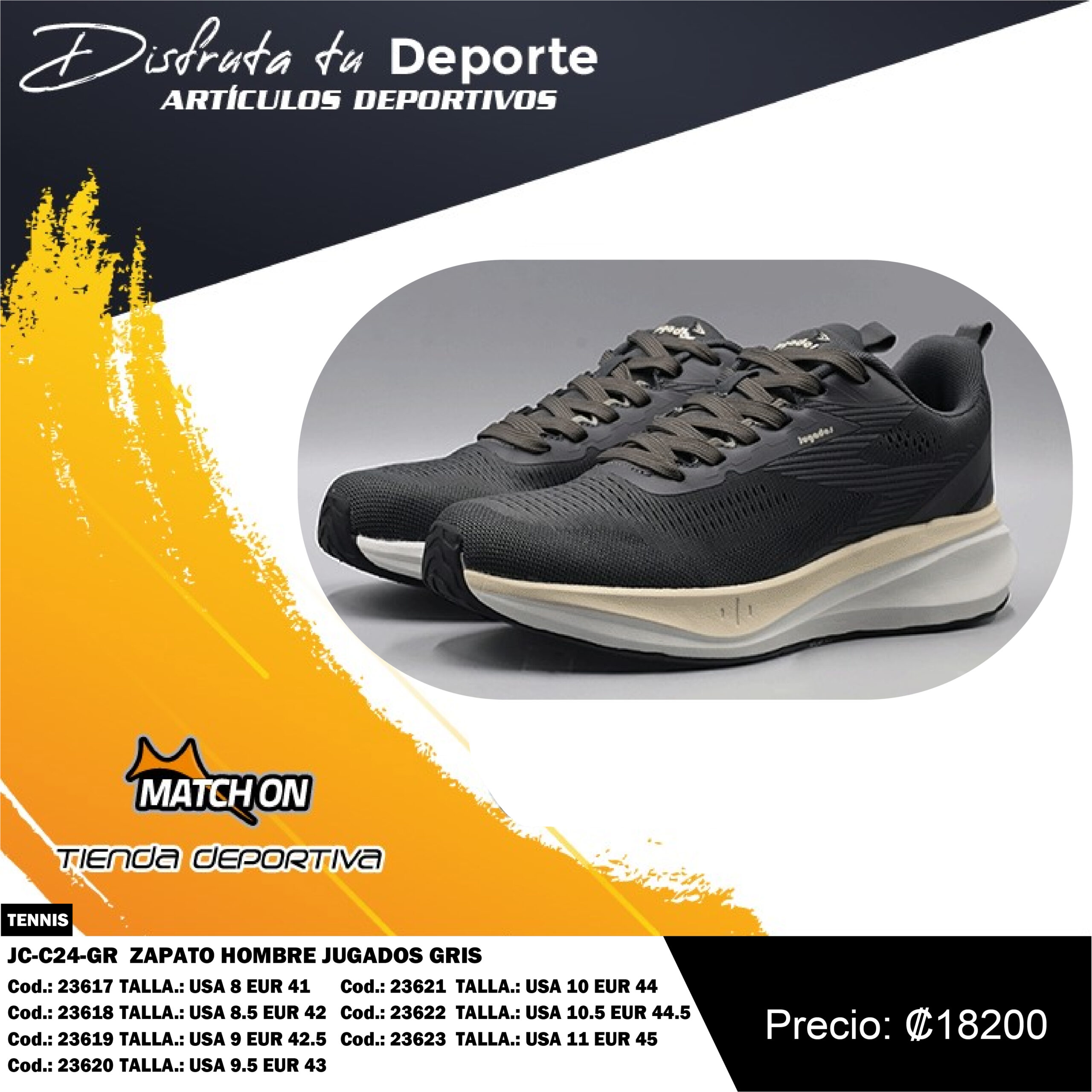 JC-C24-GR ZAPATO HOMBRE JUGADOS GRIS
